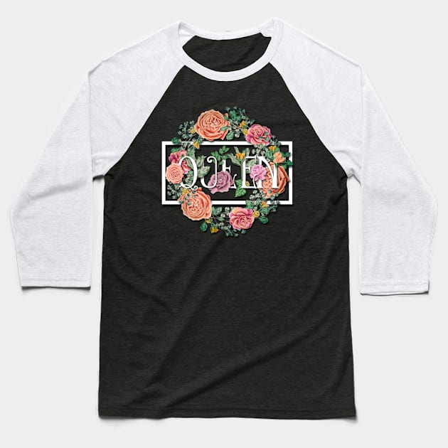 Floral Queen Wreath Baseball T-Shirt by VBleshka